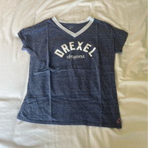 Dark Bluish Gray Heathered Drexel Dragons Vneck Tshirt